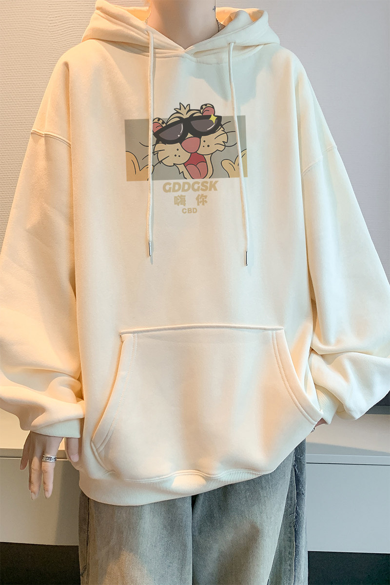 已注册/秋季美式重磅印花卫衣男生宽松连帽外套WY9424/P45加绒P50,男装卫衣,电商B316