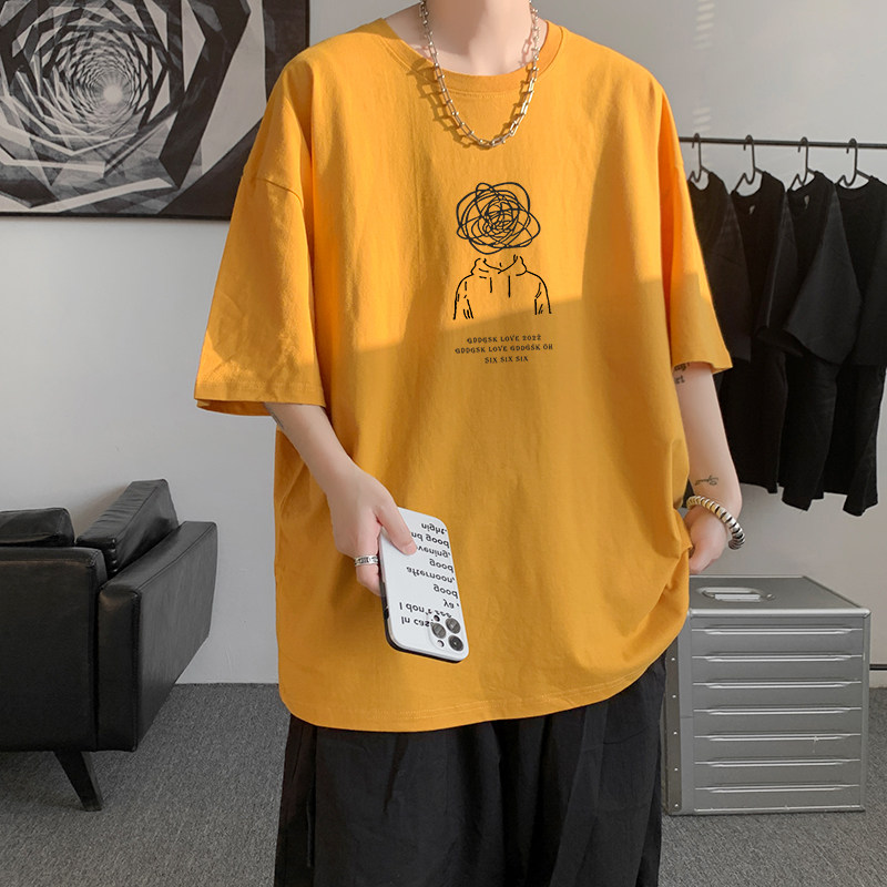 已注册/重磅新夏季白色小人印花短袖T恤情侣款体恤DT0253/P25,男装T恤,电商B316