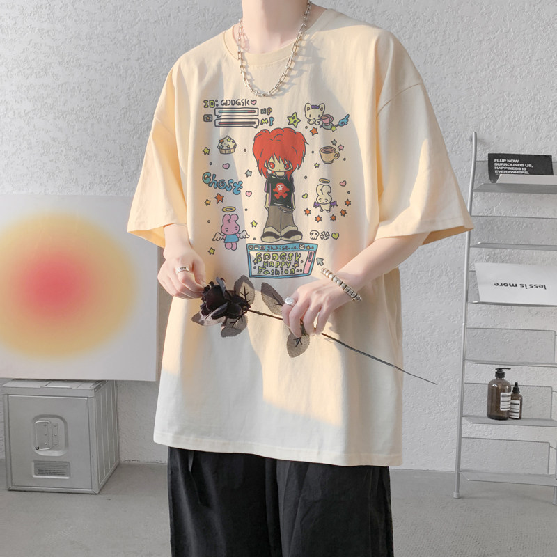 已注册/夏季人物印花潮流短袖T恤男宽松体恤打底衫DT3310/P25,男装T恤,电商B316