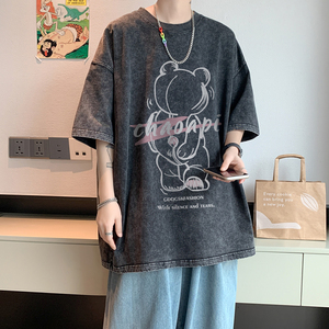 水洗重磅新款夏季休闲运动风短袖T恤男大码打底衫体恤 DT7269/P35图片