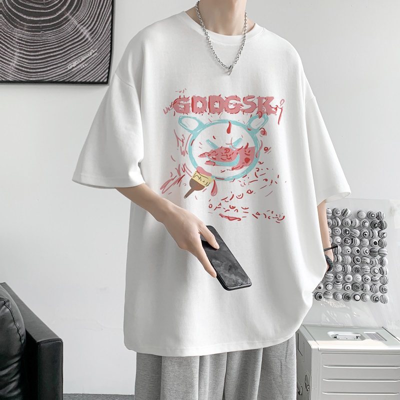 已注册/微笑的恶魔夏季印花短袖T恤男大码半袖港风体恤DT5686/P25图片