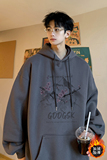 已注册/秋季复古连帽卫衣男潮大码宽松落肩外套WY9522/P45加绒P50，男装卫衣，电商B316