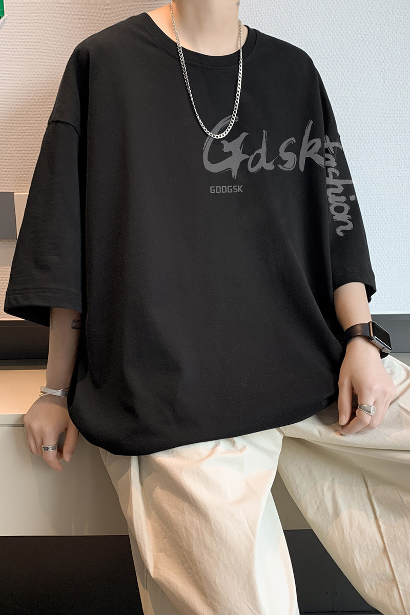 已注册/夏季印花潮牌短袖T恤男港风宽松体恤打底衫DT4233/P25,男装T恤,电商B316