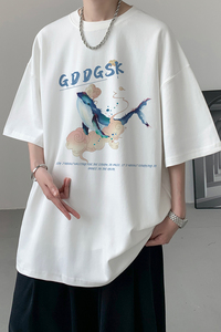 已注册/夏季白色风休闲短袖T恤男大码体恤打底衫DT9355/P25图片