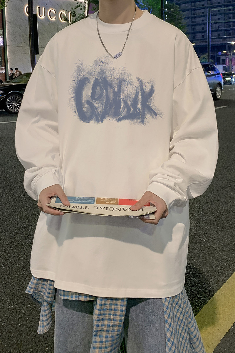 春季百搭圆领打底衫宽松长袖T恤男青年大码休闲上衣潮CX9398/P30,男装T恤,电商B316