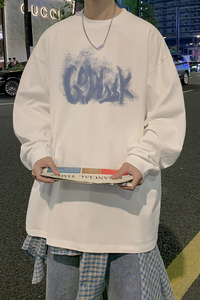 春季百搭圆领打底衫宽松长袖T恤男青年大码休闲上衣潮CX9398/P30图片