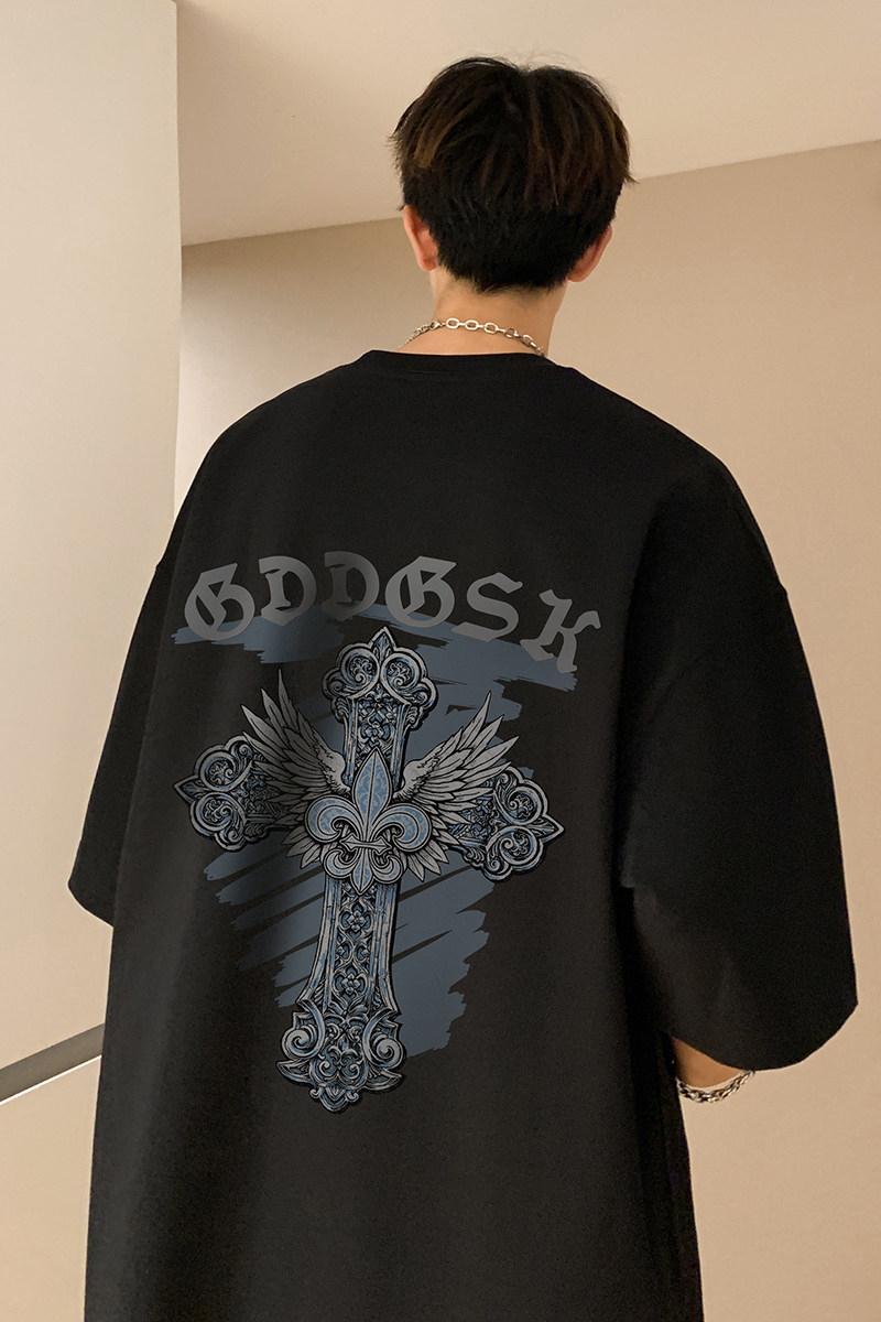 已注册/夏季黑色复古运动短袖T恤男大码体恤打底衫DT5236/P25,男装T恤,电商B316
