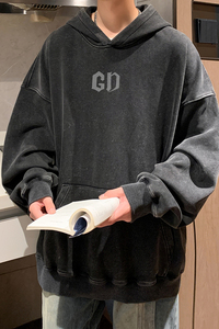 水洗秋季新黑色经典款港风卫衣男生宽松外套打底衫WY9302/P65图片
