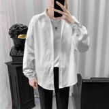 秋季新款港风ins长袖衬衫男士韩版宽松黑白色衬衣外套CS4308-P35，男装衬衫，电商B316
