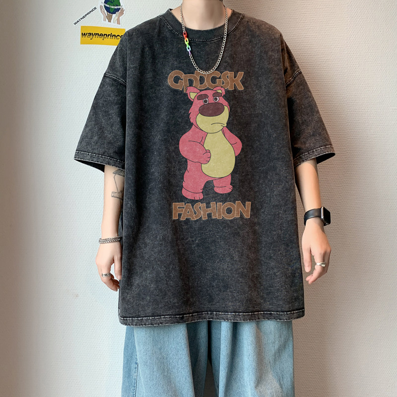 水洗重磅新夏季潮牌印花短袖T恤男情侣打底衫体恤DT5940/P35,男装T恤,电商B316