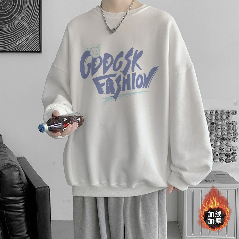 已注册/冬季厚卫衣男港风长袖T恤宽松情侣外套WY0683/P35加绒P40,男装卫衣,电商B316