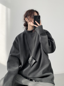 已注册/春秋季宽松打底衫男潮高街百搭中领长袖T恤卫衣WY9623/P28图片