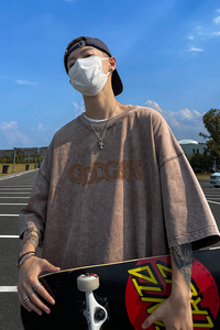 水洗重磅夏季新款韩版卡通风短袖T恤大码男打底衫体恤 DT4066/P35图片