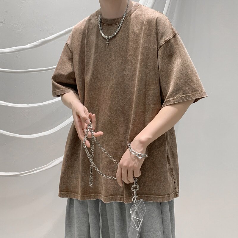 重磅夏季水洗短袖T恤男生港风宽松半袖体恤打底衫DT3389/P35控48,男装T恤,电商B316