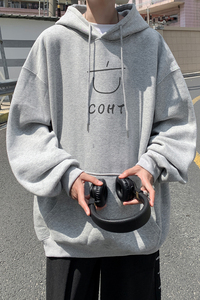 已注册/秋季新复古通勤印花连帽卫衣男生宽松外套 WY9113/P50图片