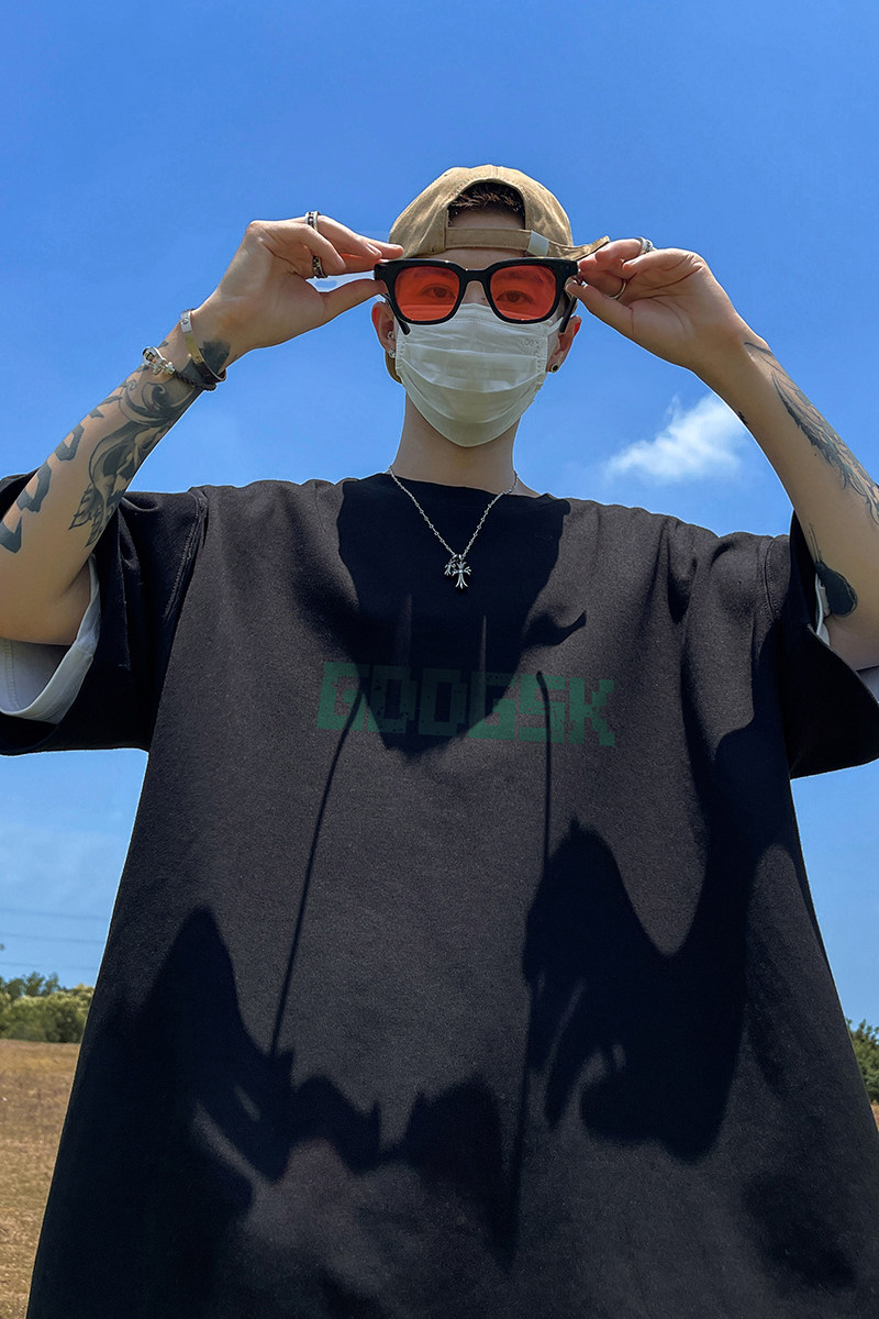 已注册/夏季字母印花大码短袖T恤复古男体恤打底衫DT7225/P25,男装T恤,电商B316