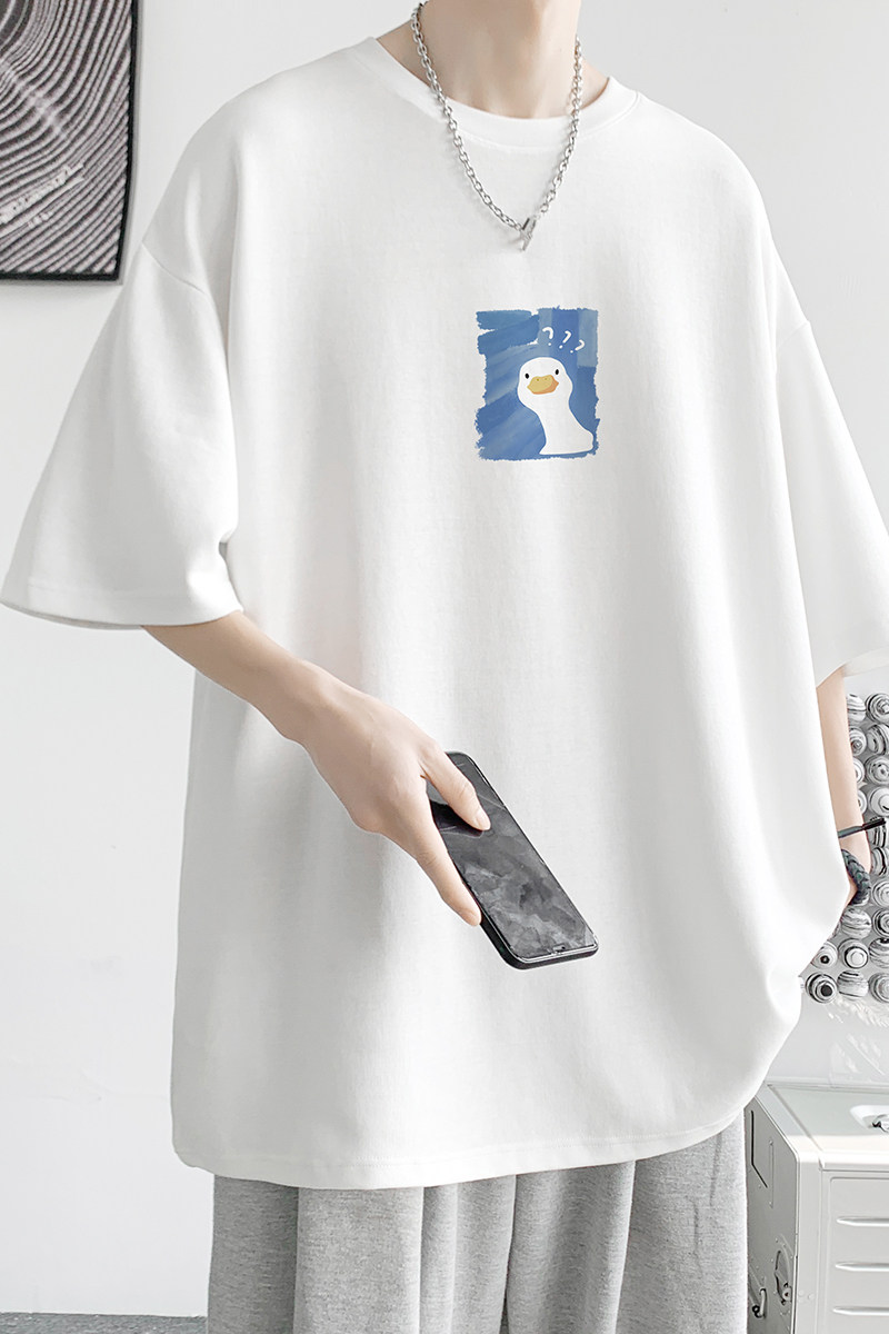 已注册/夏季鸭子印花休闲短袖T恤男宽松体恤打底衫DT5115/P25,男装T恤,电商B316