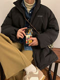 白色羽绒棉服男冬季加厚立领保暖棉衣情侣面包服大码美式街头外套，男装棉衣，电商B316