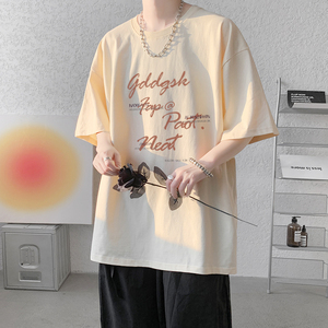 已注册/夏季新印花卡其色短袖T恤男潮牌打底衫体恤DT6340/P25图片