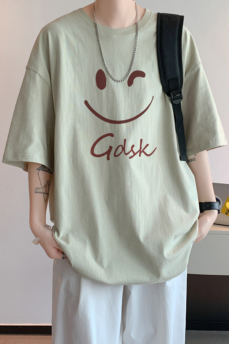 已注册/夏季笑脸印花男短袖T恤港风大码体恤打底衫DT0020/P25,男装T恤,电商B316