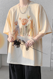 已注册/夏季卡其色水仙印花短袖T恤情侣体恤打底衫DT0352/P25，男装T恤，电商B316