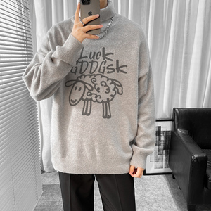 已注册/冬季加厚高领毛衣男生潮牌情侣针织衫大码外套MY1164/P45图片
