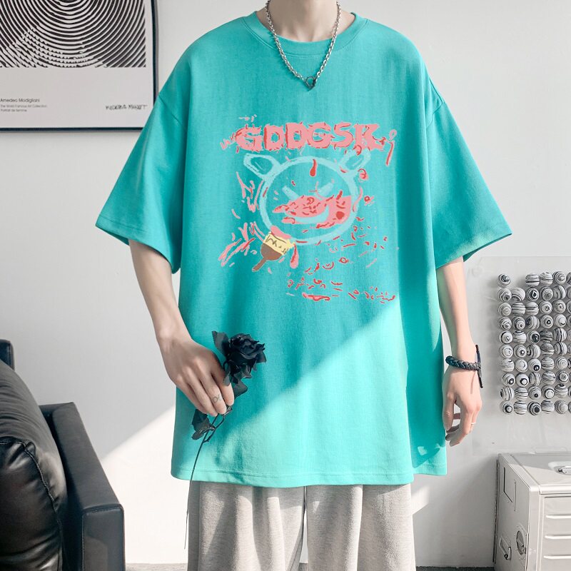 已注册/微笑的恶魔夏季印花短袖T恤男大码半袖港风体恤DT5686/P25,男装T恤,电商B316