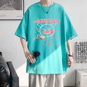 已注册/微笑的恶魔夏季印花短袖T恤男大码半袖港风体恤DT5686/P25图片