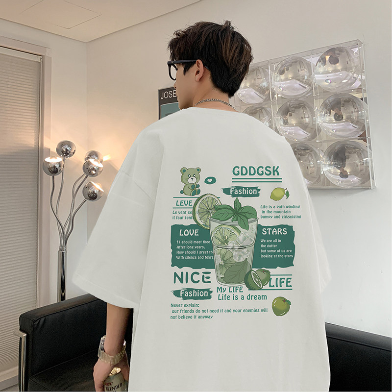 已注册/夏季水果印花纯棉短袖T恤宽松男体恤打底衫DT5133/P25,男装T恤,电商B316