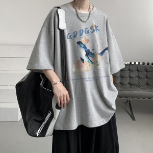 已注册/夏季浅灰色休闲短袖T恤男生大码体恤打底衫DT9355/P25