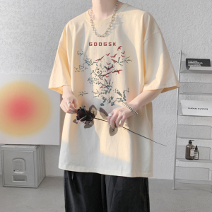 已注册/夏季飞鸟印花短袖T恤男运动大码体恤打底衫DT6066/P25图片