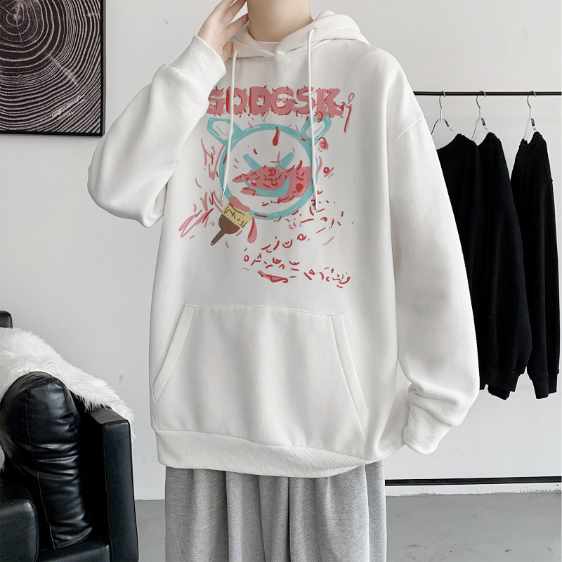 已注册/秋季印花连帽卫衣男港风ins外套宽松打底衫WY7386/P40,男装卫衣,电商B316