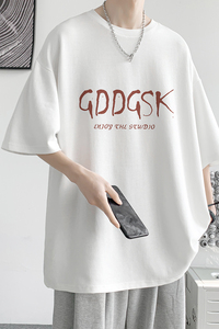 已注册/2025夏季港风短袖T恤男女生中性五分袖半袖体恤DX6666/P25图片
