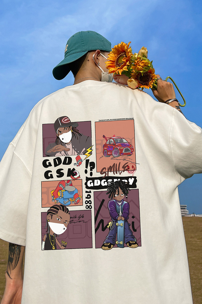 已注册/夏季动漫印花短袖T恤大码男复古体恤打底衫DT9001/P25,男装T恤,电商B316