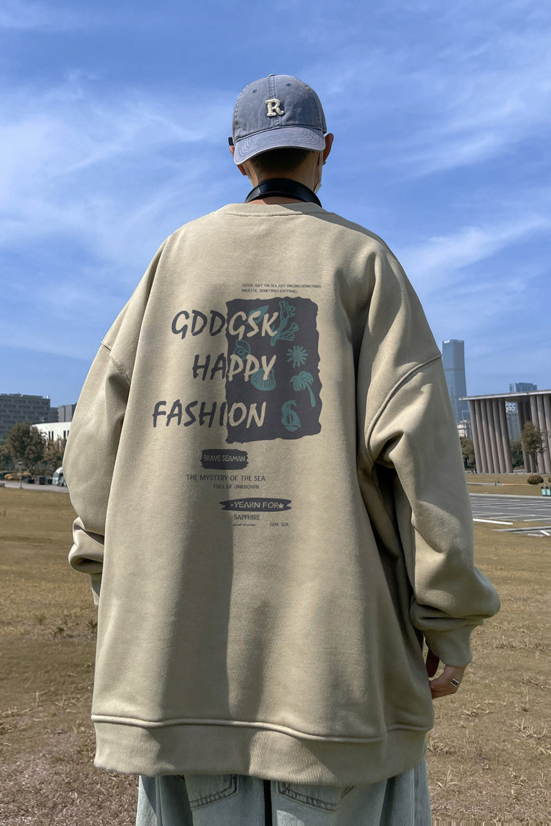 已注册/秋季外景圆领港风男学生长袖打底衫外套WY9142/P35加绒P45,男装卫衣,电商B316