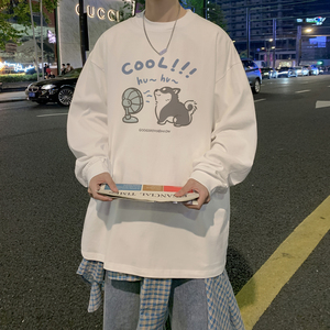 春季韩版休闲圆领打底衫宽松长袖T恤男潮大码百搭上衣CX9505/P30图片