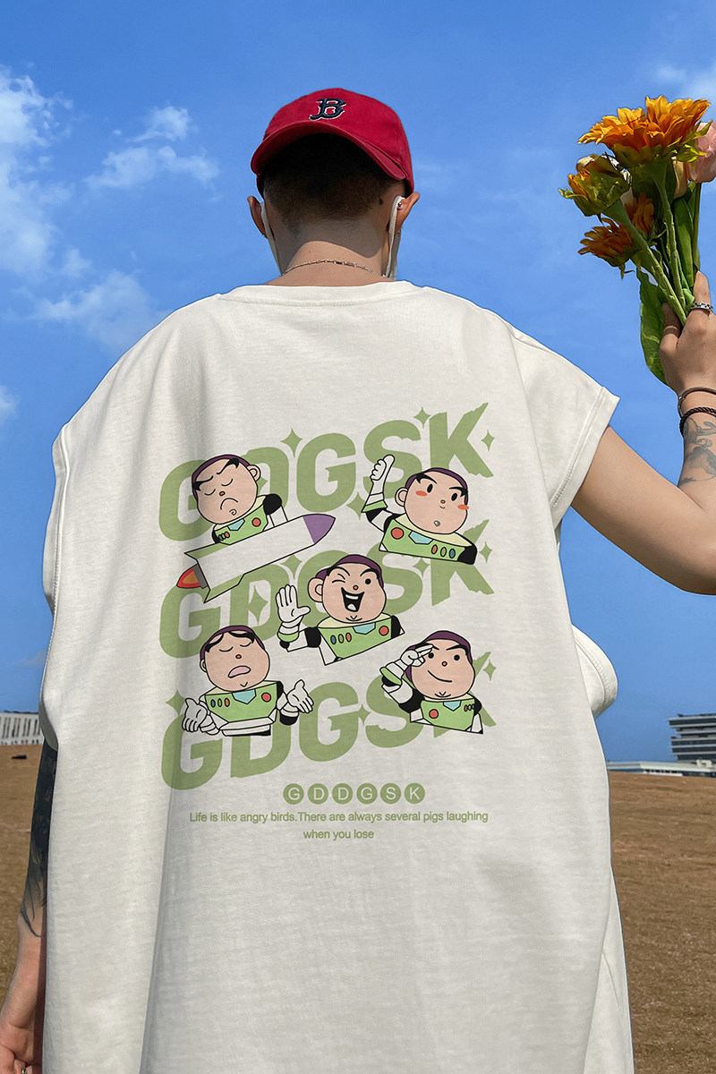 已注册/夏季趣味印花潮牌背心男生宽松坎肩打底衫BX1432/P25,男装背心/马甲,电商B316