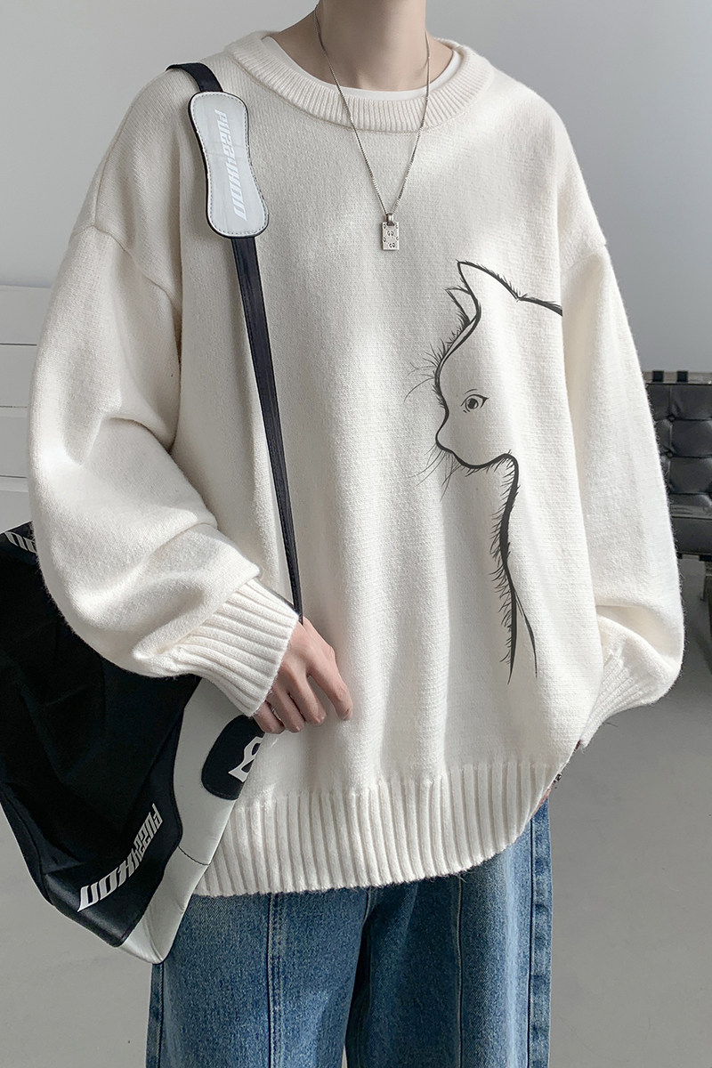 已注册/冬季重磅圆领针织衫男潮宽松百搭毛衣大码上衣MY9508/P45,男装针织衫/毛衣,电商B316