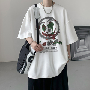 已注册/夏季暗黑风印花短袖T恤男生大码体恤打底衫DT8847/P25