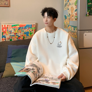 已注册/华棉秋季新白色鲸鱼印花卫衣男生宽松外套 WY7566/P35图片