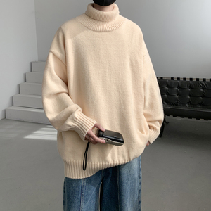 已注册/冬季百搭高领毛衣翻领针织衫男潮大码宽松外套MY9399/P45图片