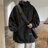 秋冬季潮牌运动冲锋衣男大码宽松风连帽夹克外套JK6872/P100，男装夹克，电商B316