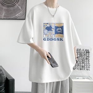 已注册/夏季港风宽松情侣短袖T恤男内搭体恤打底衫DT4952/P25