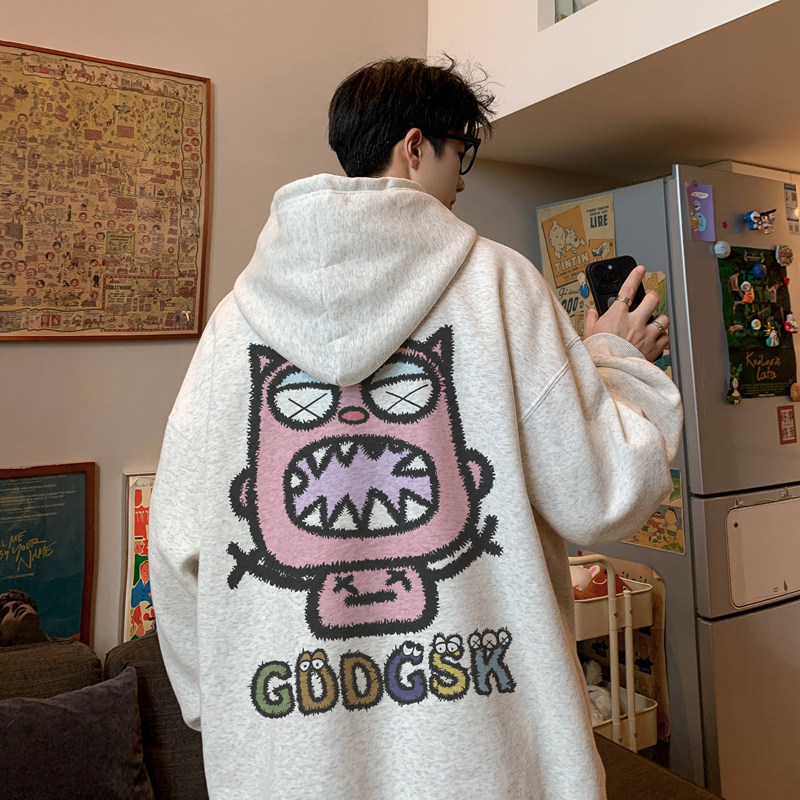 已注册/秋新连帽卫衣男生宽松情侣大码外套WY9303/P45加绒P50,男装卫衣,电商B316