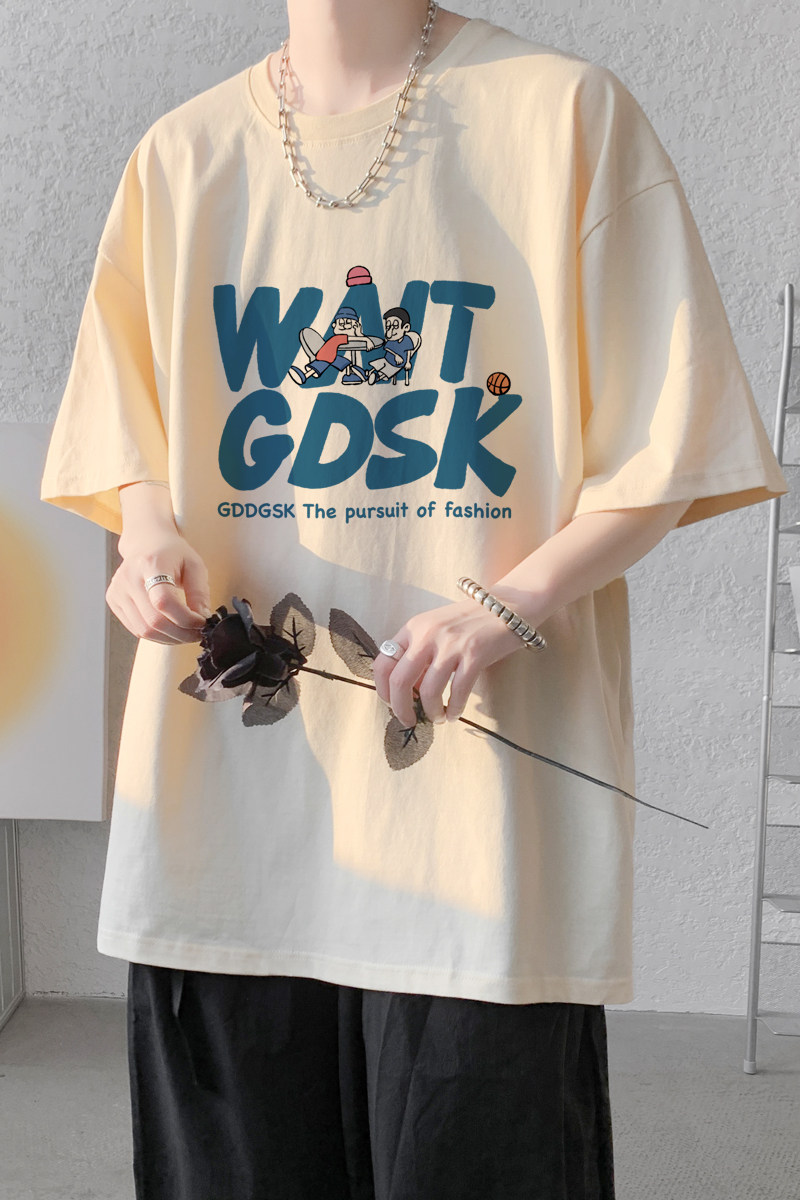 已注册/夏季卡其色印花字母短袖T恤潮男体恤打底衫DT8883/P25,男装T恤,电商B316