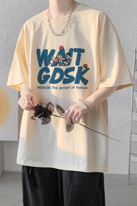 已注册/夏季卡其色印花字母短袖T恤潮男体恤打底衫DT8883/P25图片