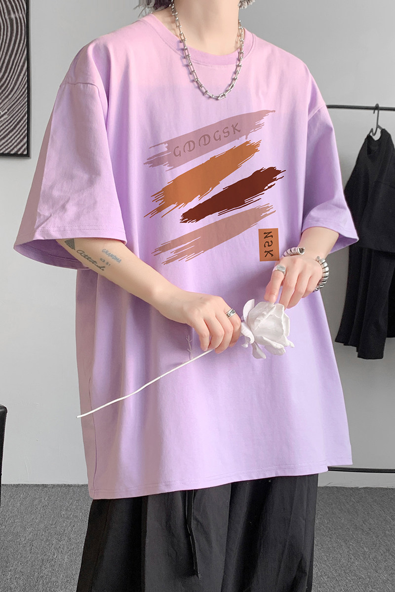 已注册/夏季紫色大码印花半袖短袖T恤男体恤打底衫DT9500/P25,男装T恤,电商B316