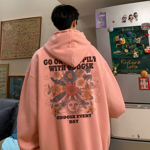 已注册/秋季日系宽松连帽卫衣男休闲打底衫外套WY9260/P50加绒P55图片