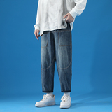 NZ4301/P602025秋季新小脚宽松哈伦裤蓝底港风大码牛仔裤，男装牛仔裤，电商B316