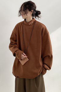 已注册/春秋美拉德休闲宽松打底衫男潮中领长袖T恤卫衣WY9623/P28图片